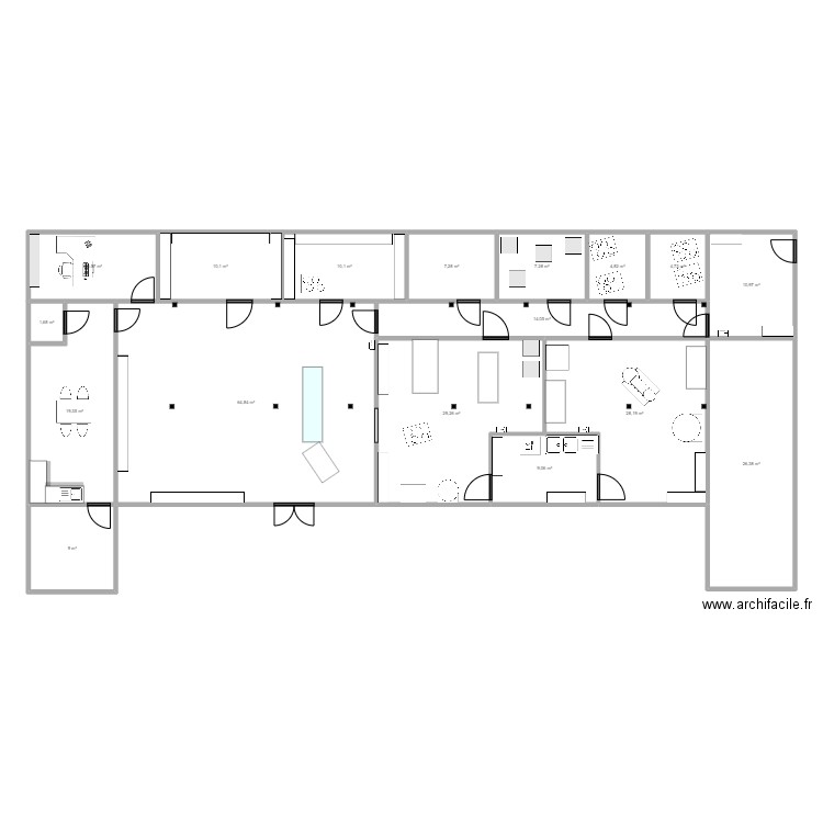 Plan ak 5. Plan de 17 pièces et 268 m2