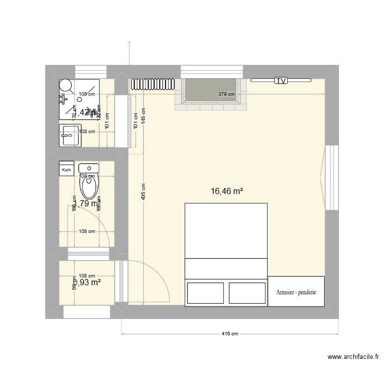 chambre 3. Plan de 4 pièces et 21 m2