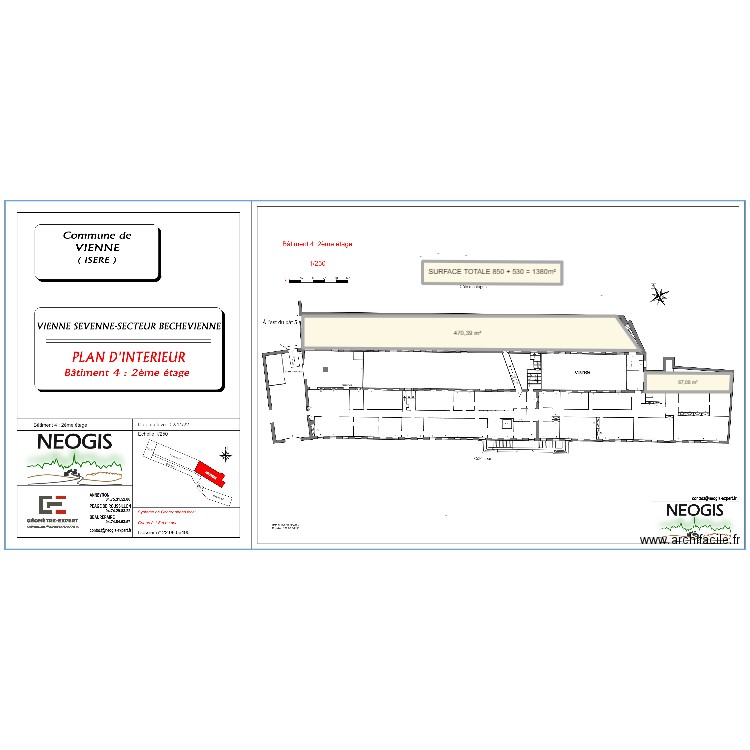 BAT 4 R2. Plan de 3 pièces et 669 m2