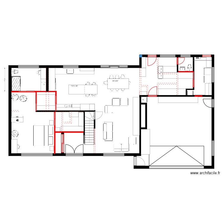 louis bernier rdch3. Plan de 2 pièces et 182 m2