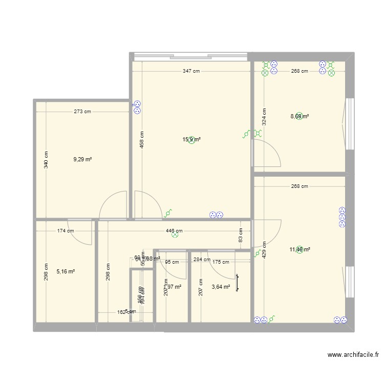 anglet elec. Plan de 8 pièces et 63 m2