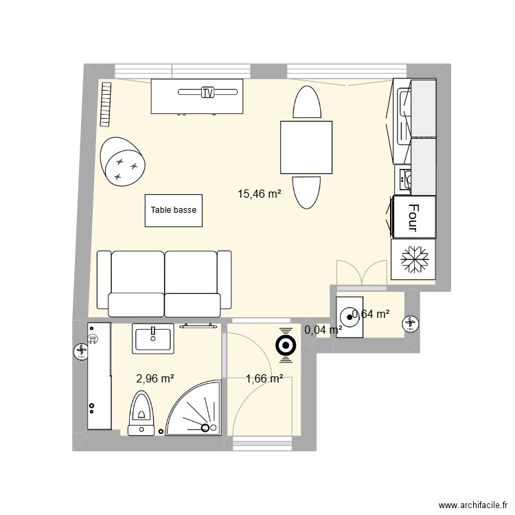 appt. studio montreuil. Plan de 5 pièces et 21 m2