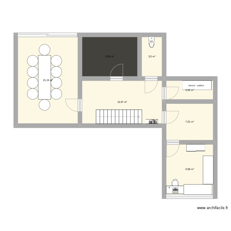 PF Tréport HAUT. Plan de 7 pièces et 68 m2