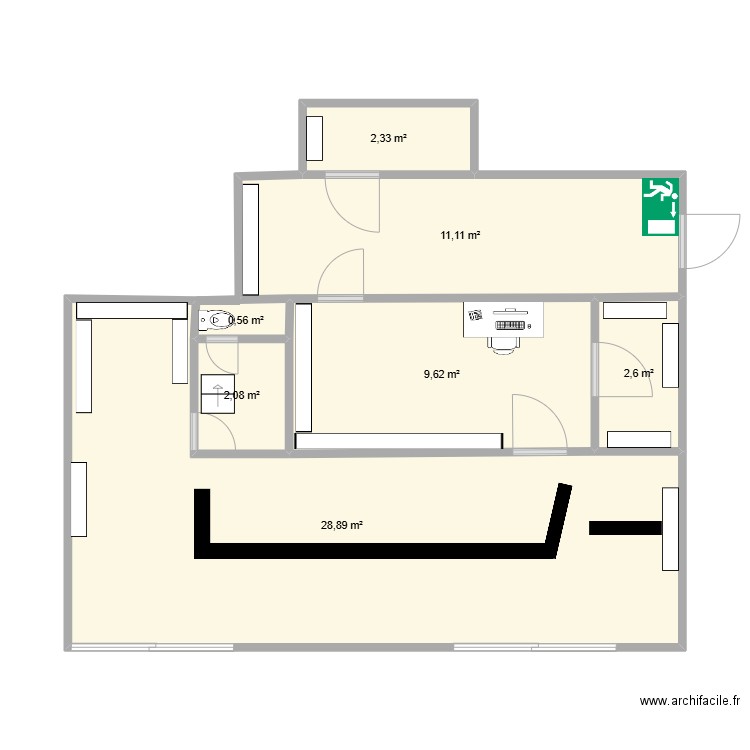 plan magasin . Plan de 7 pièces et 57 m2