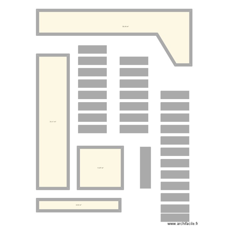 magasin. Plan de 4 pièces et 92 m2