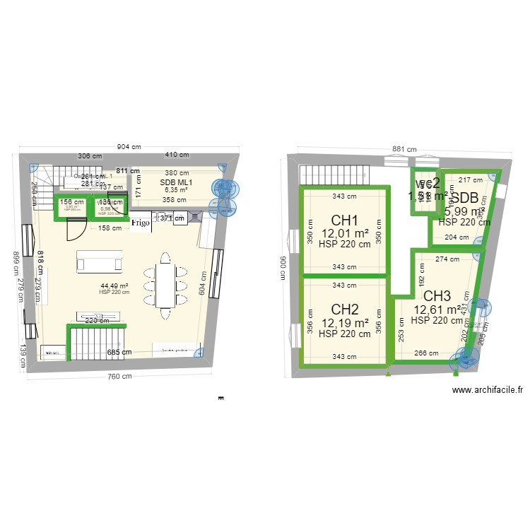 ML2 Niveau 1. Plan de 12 pièces et 102 m2