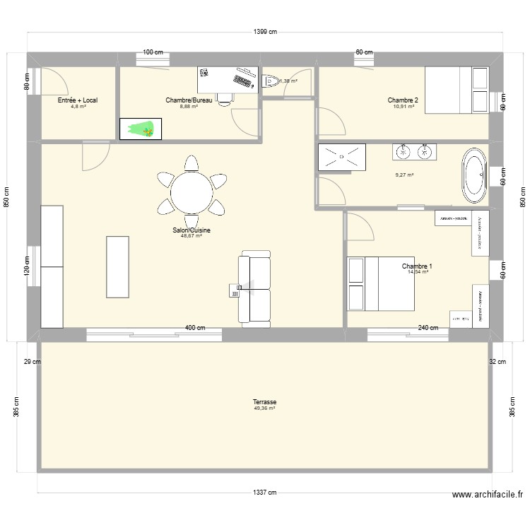 Dernier Plan pour devis. Plan de 8 pièces et 148 m2