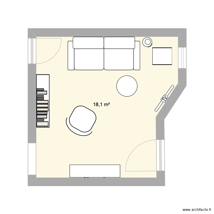 Salon Bélanger. Plan de 1 pièce et 18 m2