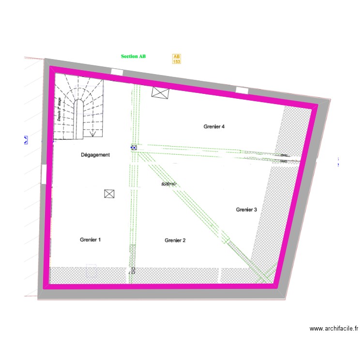 rdc. Plan de 2 pièces et 169 m2