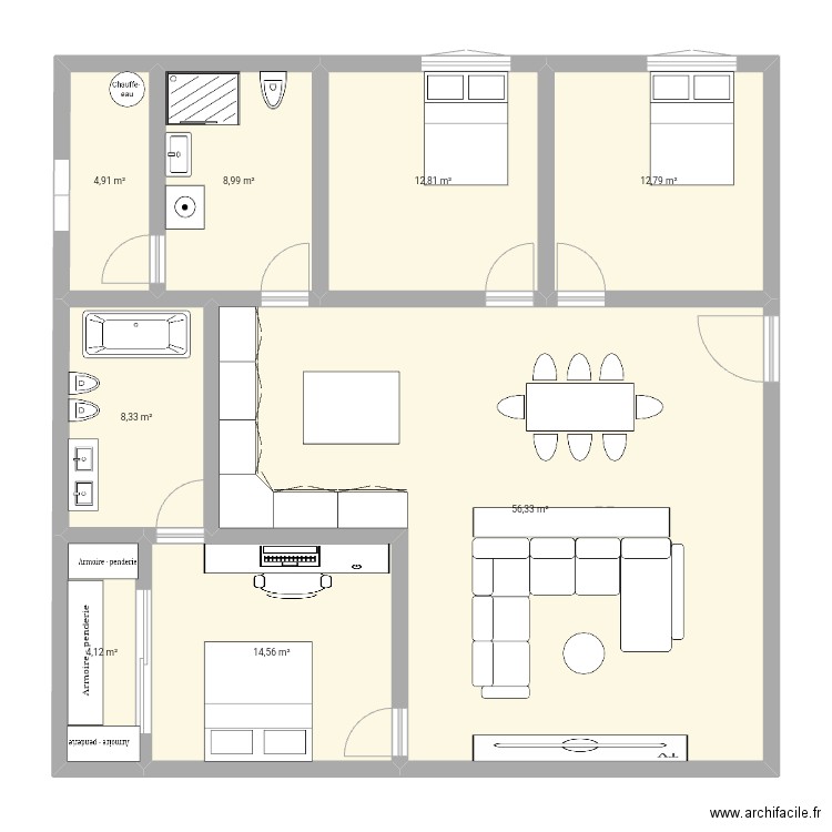 Container. Plan de 8 pièces et 123 m2