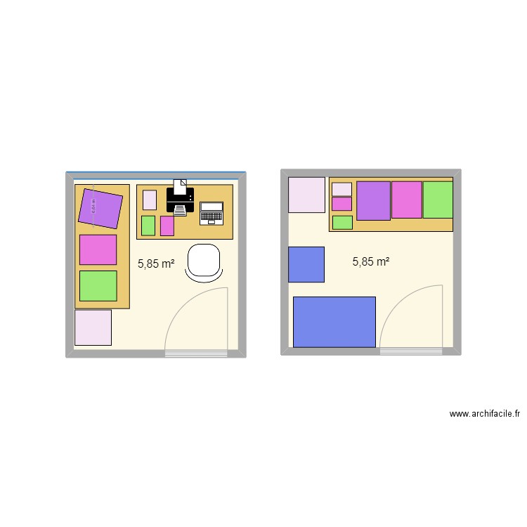 local imprimante. Plan de 2 pièces et 12 m2