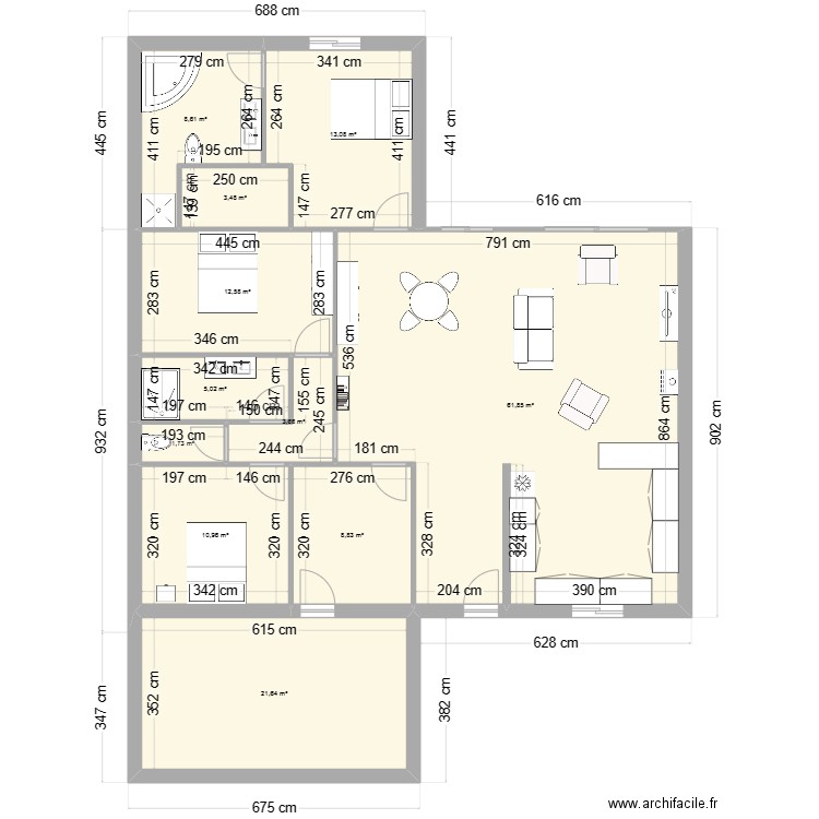 maison128. Plan de 11 pièces et 151 m2