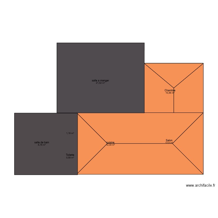 essai plan masse. Plan de 7 pièces et 68 m2