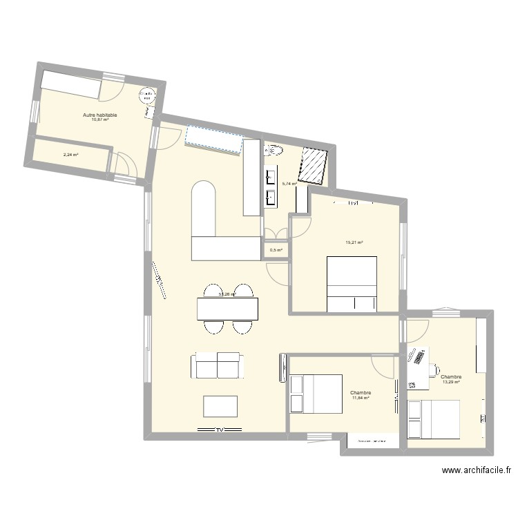 ma maison 2. Plan de 8 pièces et 113 m2