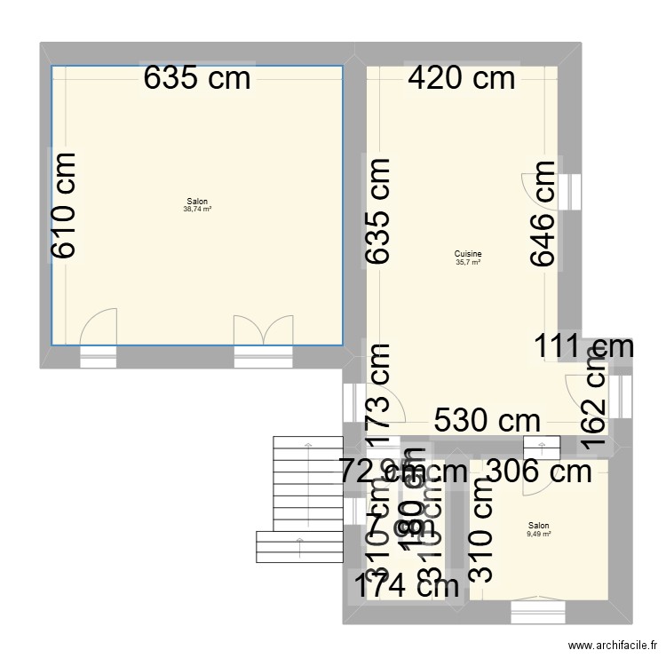 Girbals - 1er étage. Plan de 4 pièces et 89 m2