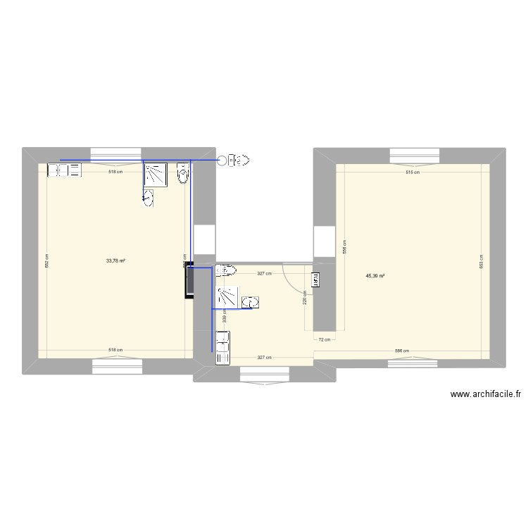 ST SEBASTIEN 2LOTS V2. Plan de 2 pièces et 79 m2