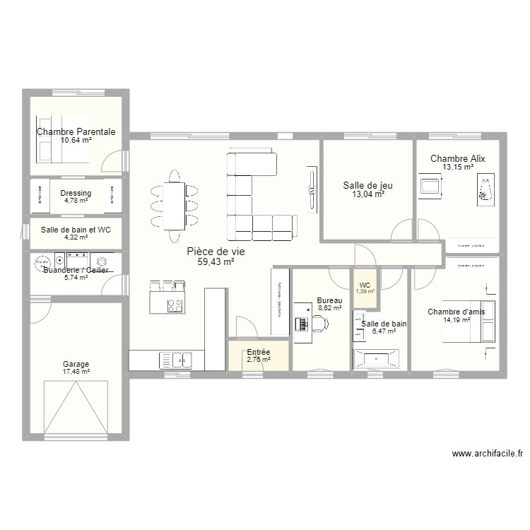 Maison. Plan de 13 pièces et 162 m2