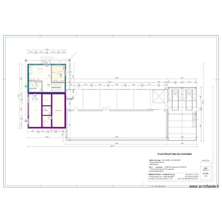 Aménagement bureau RDC final. Plan de 7 pièces et 181 m2