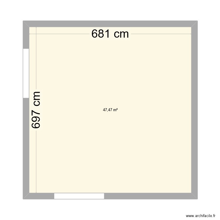 Home RdC. Plan de 1 pièce et 47 m2