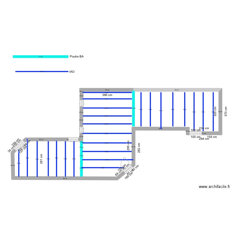 BET. Plan de 1 pièce et 60 m2