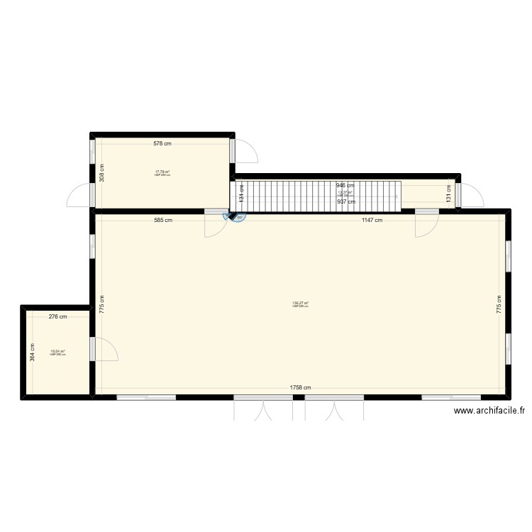 PLAN GRANDE SALLE. Plan de 4 pièces et 176 m2