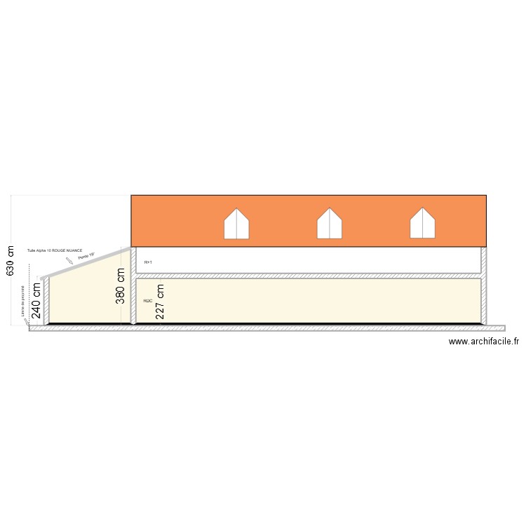 Clux Plan de coupe 2. Plan de 2 pièces et 48 m2