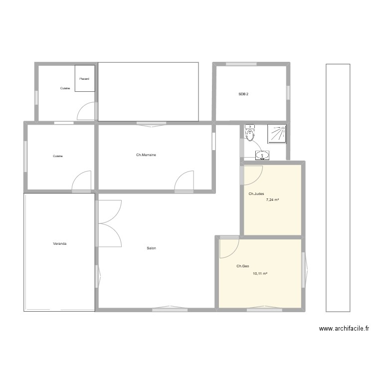 Geo. Plan de 2 pièces et 17 m2