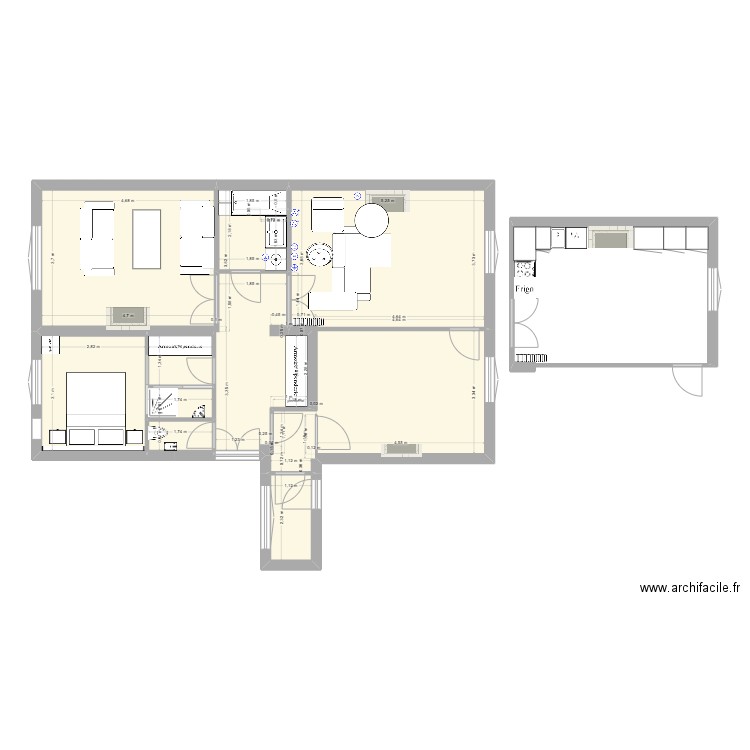 Plan def Ilan. Plan de 7 pièces et 84 m2