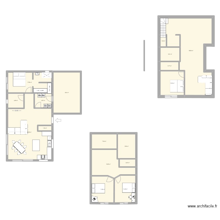 plan maison. Plan de 17 pièces et 232 m2