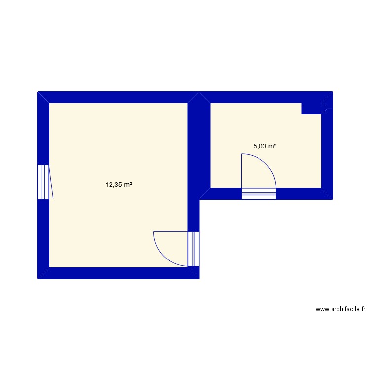 IMMO EN RENOV. Plan de 2 pièces et 17 m2