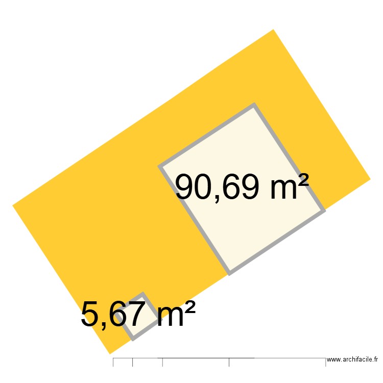 Chachou 1. Plan de 2 pièces et 96 m2