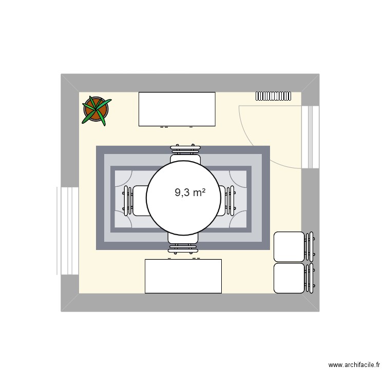 salle a manger. Plan de 1 pièce et 9 m2