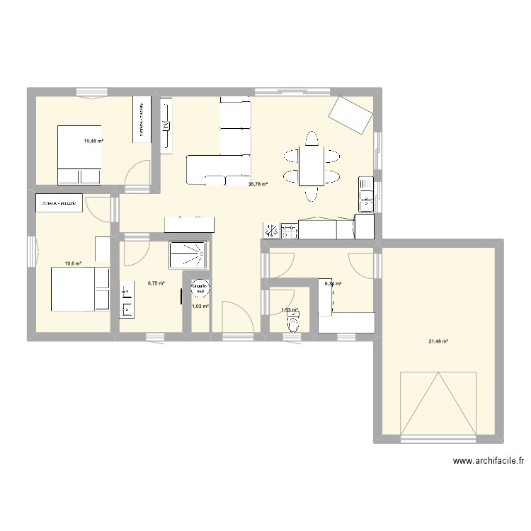 projet loc. Plan de 8 pièces et 95 m2