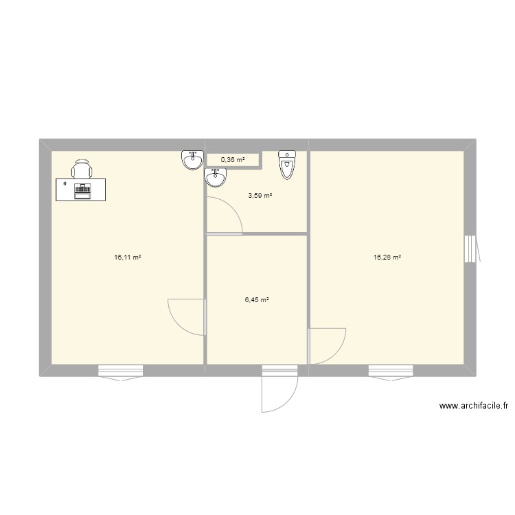 maison verte. Plan de 5 pièces et 43 m2