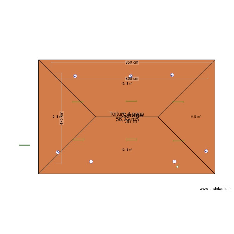 Garage. Plan de 1 pièce et 38 m2