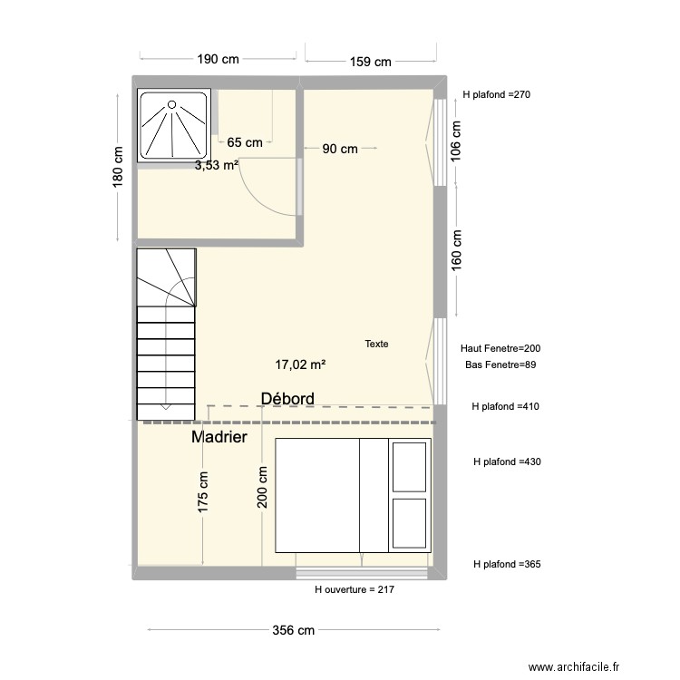 studio V2 Mezzanine. Plan de 2 pièces et 21 m2