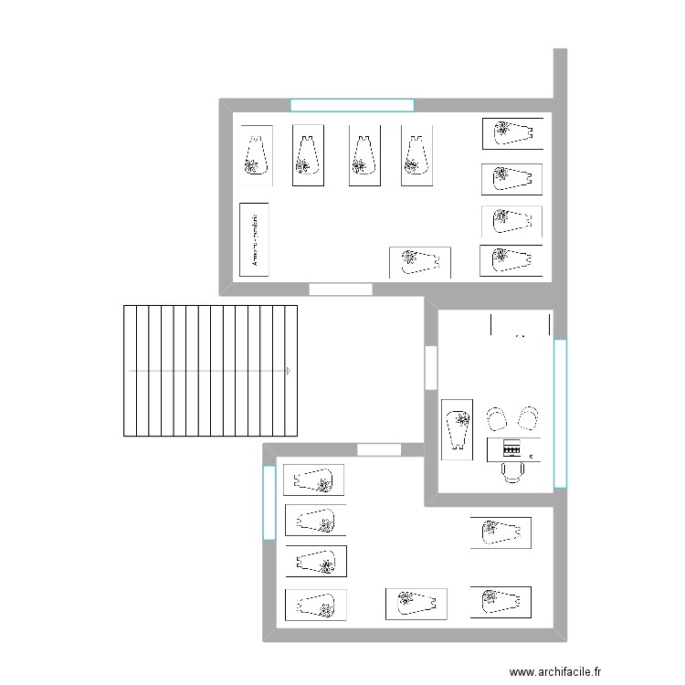 étage crèche. Plan de 1 pièce et 22 m2