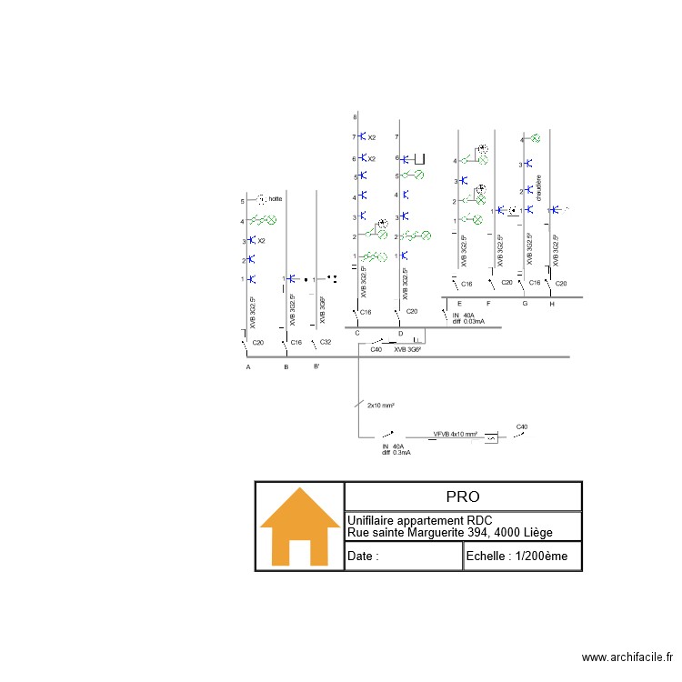 monofilaire. Plan de 0 pièce et 0 m2