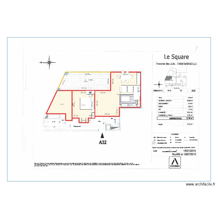 A32. Plan de 4 pièces et 67 m2