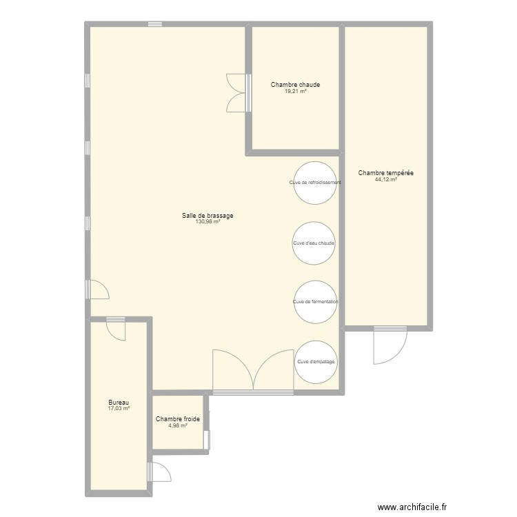 Plan brasserie. Plan de 5 pièces et 216 m2