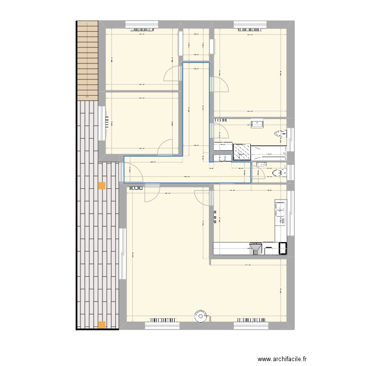 Plan d'ensemble_Dimensions pièces. Plan de 9 pièces et 108 m2