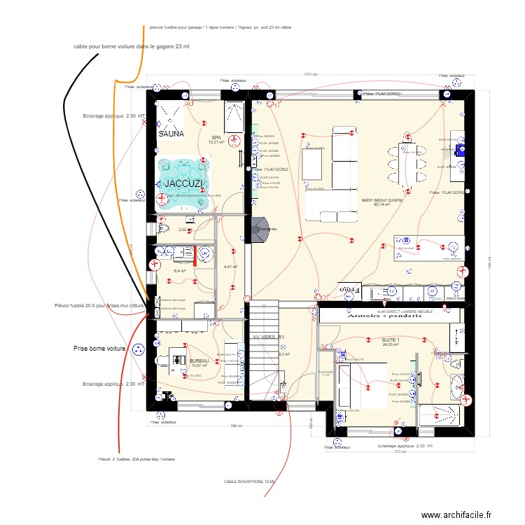 THIERRY   RDCH     MODIF 1   ELEC. Plan de 22 pièces et 360 m2