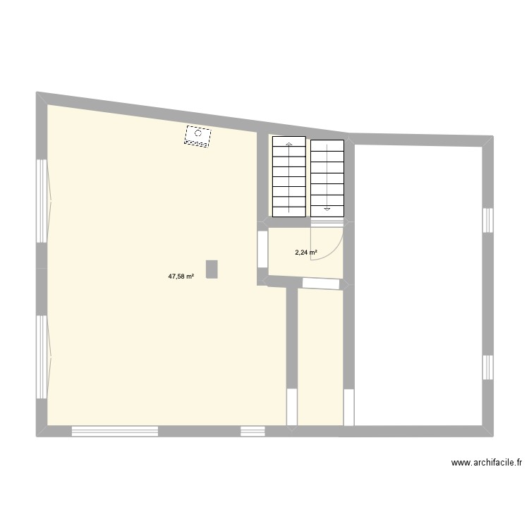 tenon. Plan de 2 pièces et 50 m2