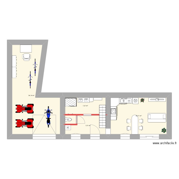 rdz servant. Plan de 11 pièces et 148 m2