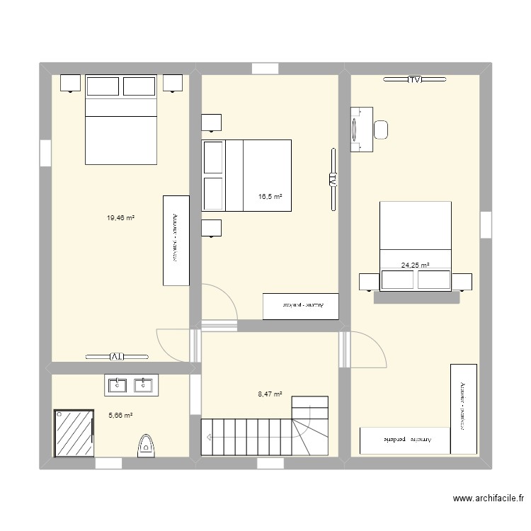 SARAH f. Plan de 5 pièces et 74 m2