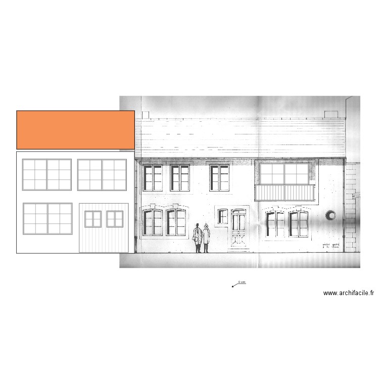 Facade Garage et loft avec existant grandes fenetres. Plan de 0 pièce et 0 m2