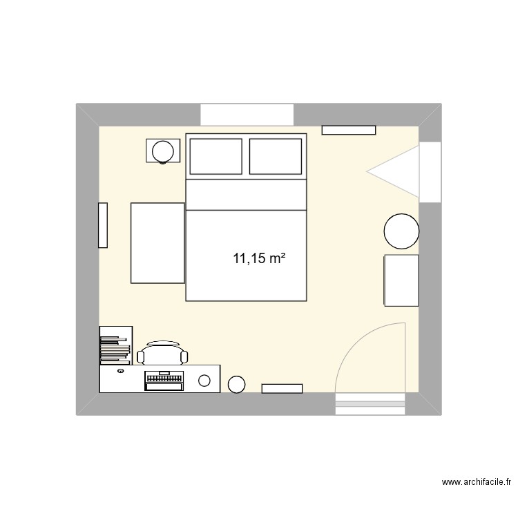 chambre #1. Plan de 1 pièce et 11 m2