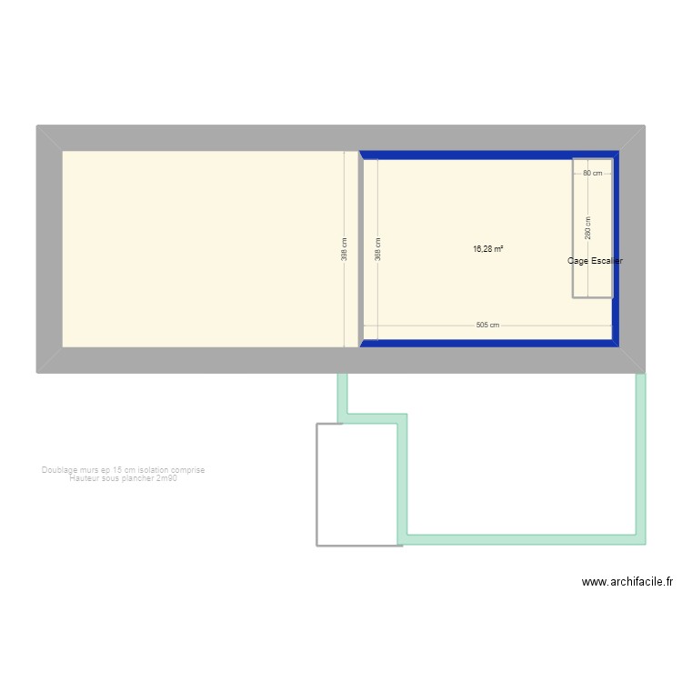 Bas grange. Plan de 9 pièces et 185 m2