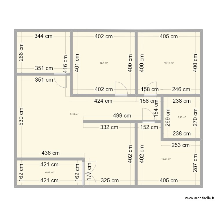 chambre. Plan de 6 pièces et 110 m2