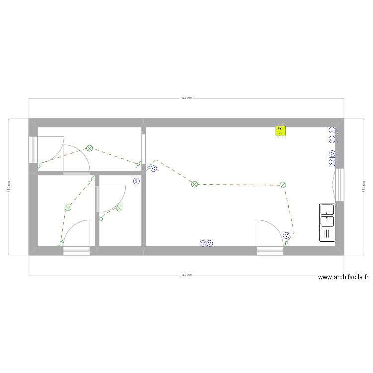 Local Stockage ERNEST. Plan de 4 pièces et 31 m2